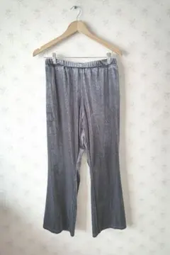 ☆アースミュージックアンドエコロジー ベルベット調 フレアパンツ ダークブルー☆