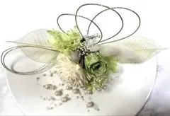 プリザーブドフラワーヘッドドレス ドライフラワー髪飾り 成人式結婚式 グリーン系