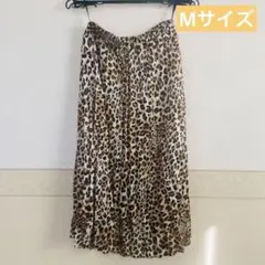 レオパード柄 ロングスカート フレアスカート ウエストゴム マキシ丈　Mサイズ