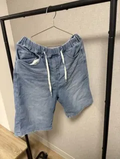 ライトブルー デニム風 ショートパンツ