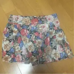 花柄キュロット ショートパンツ ゴブラン織り風 美品