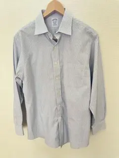 ブルックスブラザーズ　青チェック柄長袖ワイシャツ サイズL相当