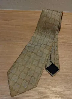 ②美品 西陣織 ネクタイ ベージュ マスタード シルク製 ヴィンテージ