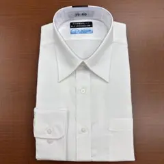 【未着用】メンズM(39-80)ノーアイロン長袖 ホワイトシャツ