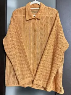 GLOBAL WORK 編み込みニット前開きシャツ