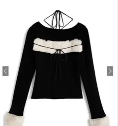 GRL ファーホルターネックリボンニットトップス ru1387