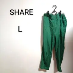 S1034 ウエストゴム カジュアル緑色パンツ Lサイズ