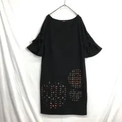 Desigual Aライン 五分袖 ドレス●M●ブラック デシグアル