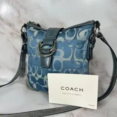 COACH Leather Shoulder Bag Blue Vintage