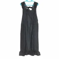 新品未使用品　タグ付きレースエプロン　裏地あり　黒 レースエプロン ブラック