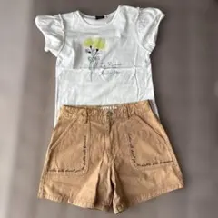 値下げ！ べべ　花柄プリント Tシャツ&ディアブルのショートパンツ　セット