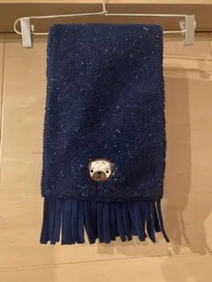ネイビー フリース マフラー パグの刺繍
