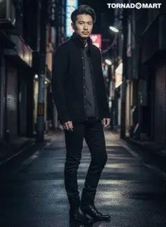 TORNADO MART 立体編み 変形ニットジャケット 黒のサムネイル
