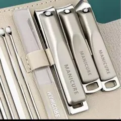 【ホワイト】爪切り10本セット ネイルケアセット 耳かき ケース付き収納