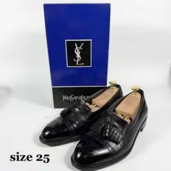 【美品】イヴ・サンローラン　フリンジ　タッセルローファー（25）革靴　2E 黒