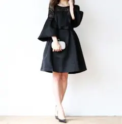 【結婚式/オケージョンドレス】フレアスリーブドレスワンピース