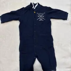 ネイビー ボタン付きロンパース 50-70cm