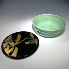 最後値下げ茶道具　青磁平水指　蒔絵蓋　紙箱