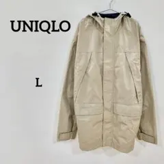 【UNIQLO】フード付きハーフコート ベージュ Lサイズ