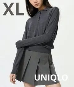 新品　タグ付き　ユニクロ　メリノポロセーター　グレー　XL