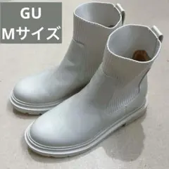 GU ジーユー リブニットソックスブーツ　 ホワイト