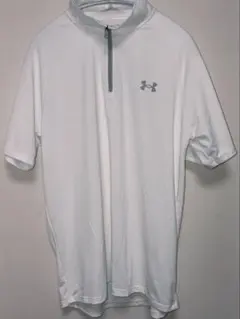 アンダーアーマー 半袖 ハーフジップシャツ ホワイト Lゴルフ トレーニング