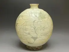 【李朝コレクター放出品❗】李氏朝鮮時代　粉青沙器　丸に鳥　花三島　双耳　壺　花入 2025年最新】粉青沙器の人気アイテム - メルカリ