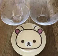 コリラックマ リラックマ　お皿とガラスボール2個　合計3点セット