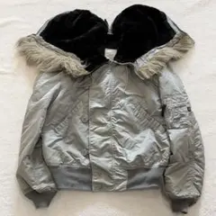 アルファ　N-2B フライトジャケット　シルバー系　80s 90s USA製　L