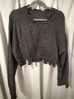 pageboy ダークグレー クロップドカーディガン