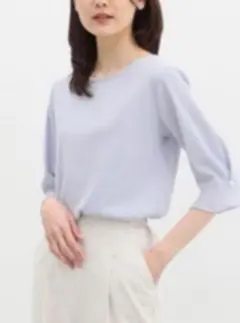 ポワンさま☆新品未使用開封☆GLACIER淡い薄紫リブ素材 パールボタン付き