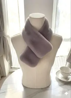 フェイクファー　ティペット　マフラー　フワフワ　モカ