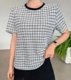 Lサイズ チェック柄 半袖Tシャツ