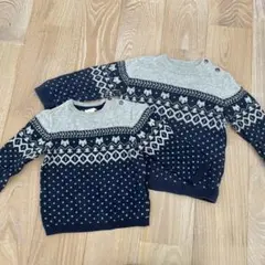 H&M ノルディック柄 ニットセーター 80 双子 2着セット