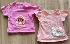 90サイズピンクTシャツ 2枚セット サンリオ キティちゃん 青森きんぎょねぶた