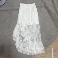 ホワイト レース ロングスカート アシンメトリーのサムネイル