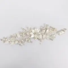 送料無料　シルバーリーフ クリスタルパール ヘッドアクセサリー