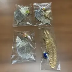 葉っぱと蝶のデザインしおり4個セット