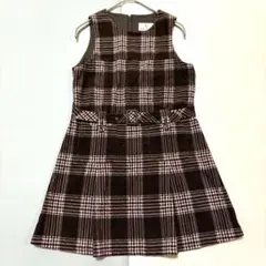 組曲　クミキョク　チェック ワンピース　コーデュロイ　ジャンパースカート　130