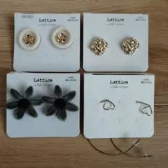 【新品・未使用】Lattice デザインピアス 両耳 4点セット