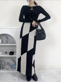 GRL 幾何学柄ニットスカート[an1339]