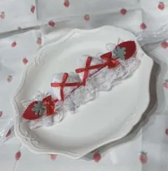 ほわぬい　ぬい服　ヘッドドレス　レッド　ねこ耳　猫　ぬい用　リボン　いちご