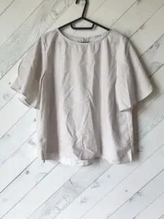 GLACIER ストライプ　袖フリルカットソー