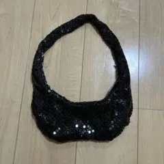 ZARA スパンコール装飾 黒 ハンドバッグ