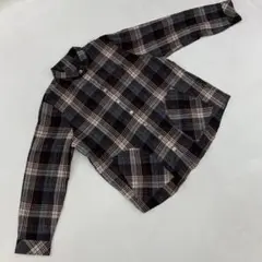 Le soleil rejouit チェック柄ウール シャツ 長袖ブラウンM