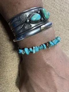 ターコイズシェルビーズブレスレットアンクレット