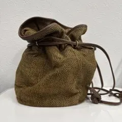 ☆美品 ボルボネーゼ 巾着ショルダーバッグ OP柄 茶 - メルカリ