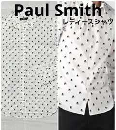 PS Paul Smith 半月ドット柄プリントシャツ S 白