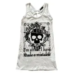 タンクトップ 肌見せ Y2K グランジ 00sドクロ 十字架