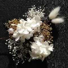 髪飾り 成人式 結婚式 卒業式 パール、ホワイトドライフラワー